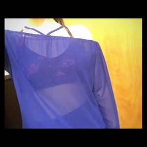 Sheer blue off the shoulder top